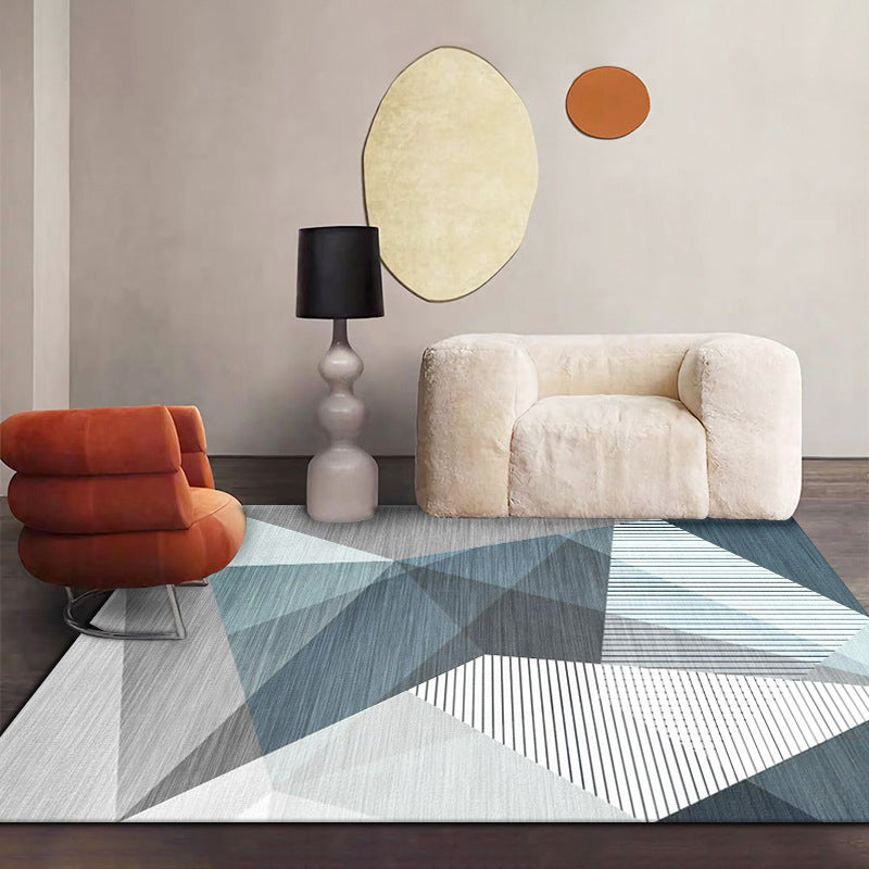 Trendy Geometric Pattern Area Rug Modern Comfort Rectangle Carpet Polyester Easy Care Area Carpet for Living Room
