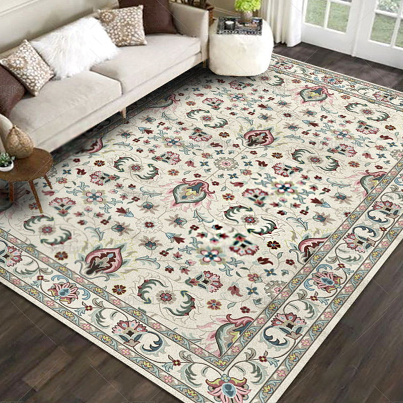 Elegant Multicolor Modern Carpet Polyester French Floral Indoor Rug Stain Resistant Rug for Home Decor