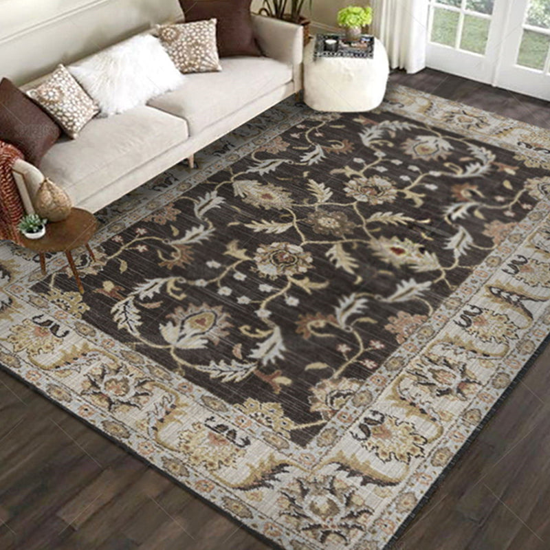Elegant Multicolor Modern Carpet Polyester French Floral Indoor Rug Stain Resistant Rug for Home Decor