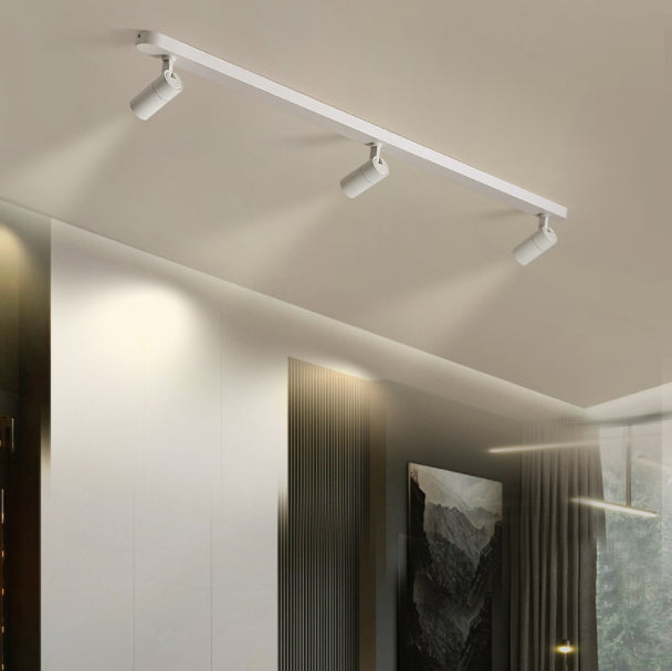 Minimalist Cylindrical Metal Track Spotlights Flush Ceiling Track Lighting for Foyer and Bedroom