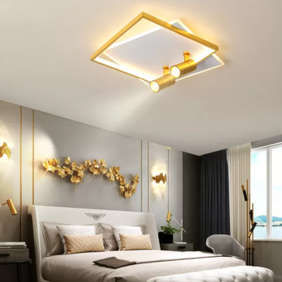 Modern Style Metal Ceiling Mounted Fixture Living Room Flush Light with 2 Spotlights