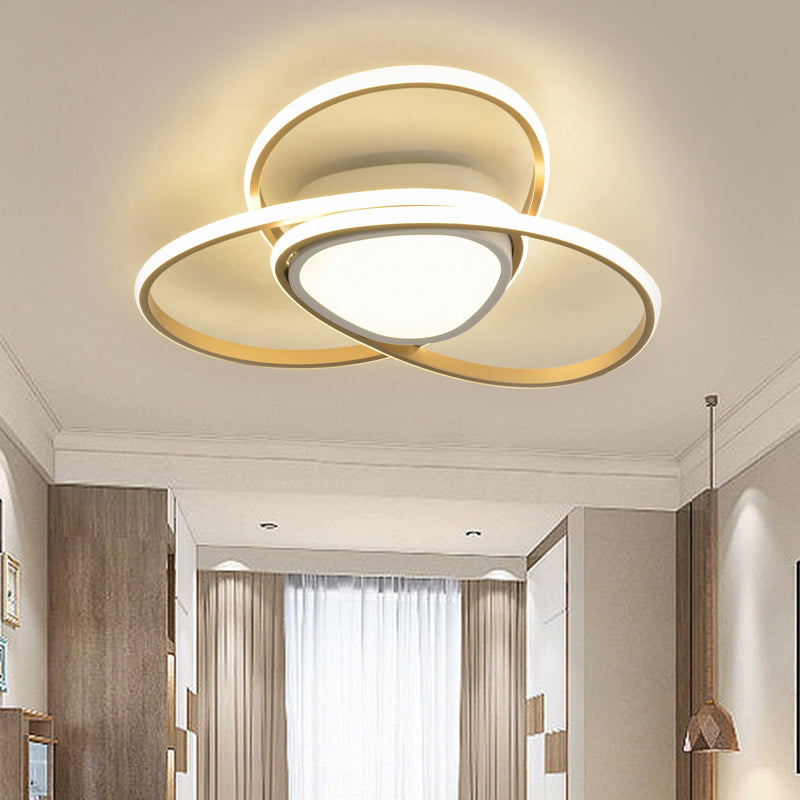 18"/21.5" W 3-Loop Acrylic Flush Mount Lamp Contemporary LED Gold Finish Ceiling Light, Warm/White Light/Remote Control Stepless Dimming