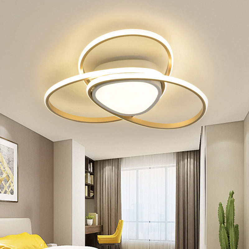18"/21.5" W 3-Loop Acrylic Flush Mount Lamp Contemporary LED Gold Finish Ceiling Light, Warm/White Light/Remote Control Stepless Dimming