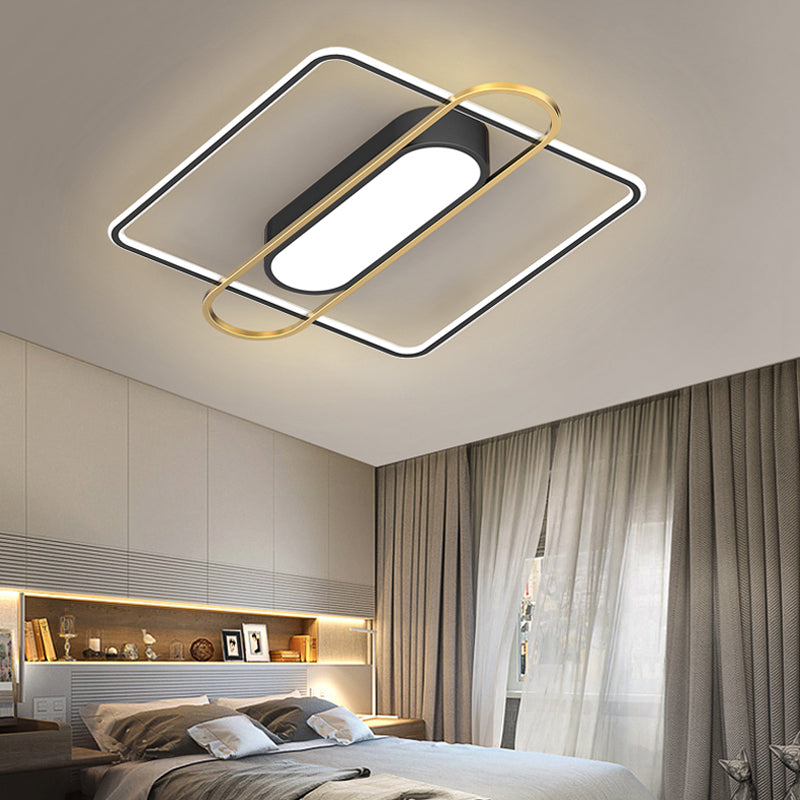 Nueva lámpara de montaje de LED de hierro forjado moderno Lámpara de montaje de techo negro para dormitorio