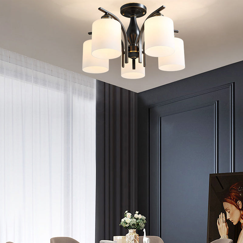 Semi Mount Lighting Minimalist Glass Cylindrical Semi Flush Mount Ceiling Fixture