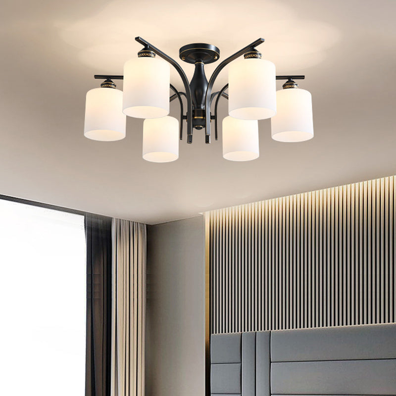Semi Mount Lighting Minimalist Glass Cylindrical Semi Flush Mount Ceiling Fixture