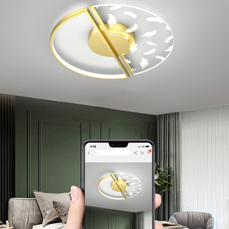 Stagger Geometric Feather LED Ceiling Fixture in Modern Creative Style Wrought Iron Indoor Ceiling Light in Gold