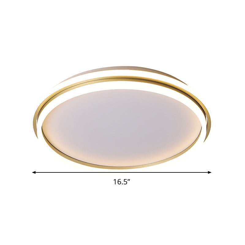 Runde, bündige Beleuchtung aus Acryl, 16,5"/20,5" Durchmesser, minimalistische LED-Deckenleuchte in Gold, warmes/weißes Licht/stufenlose Dimmung mit Fernbedienung