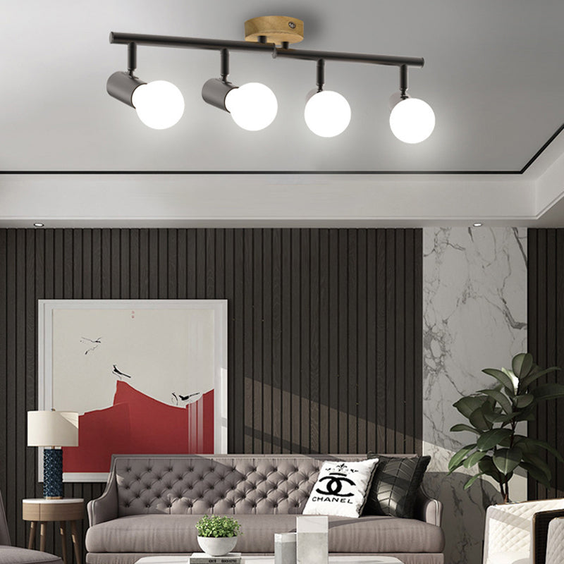 Surface Mounted Track Lights Retro Style Wood Adjustable Angle Home Bedroom Living Room Multi-lamp Ceiling Light
