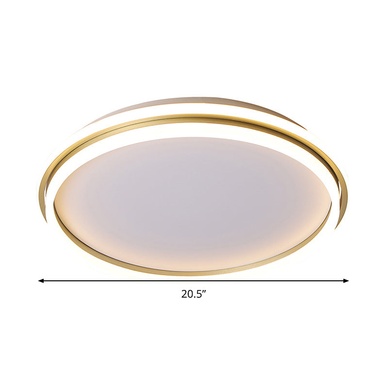 Runde, bündige Beleuchtung aus Acryl, 16,5"/20,5" Durchmesser, minimalistische LED-Deckenleuchte in Gold, warmes/weißes Licht/stufenlose Dimmung mit Fernbedienung