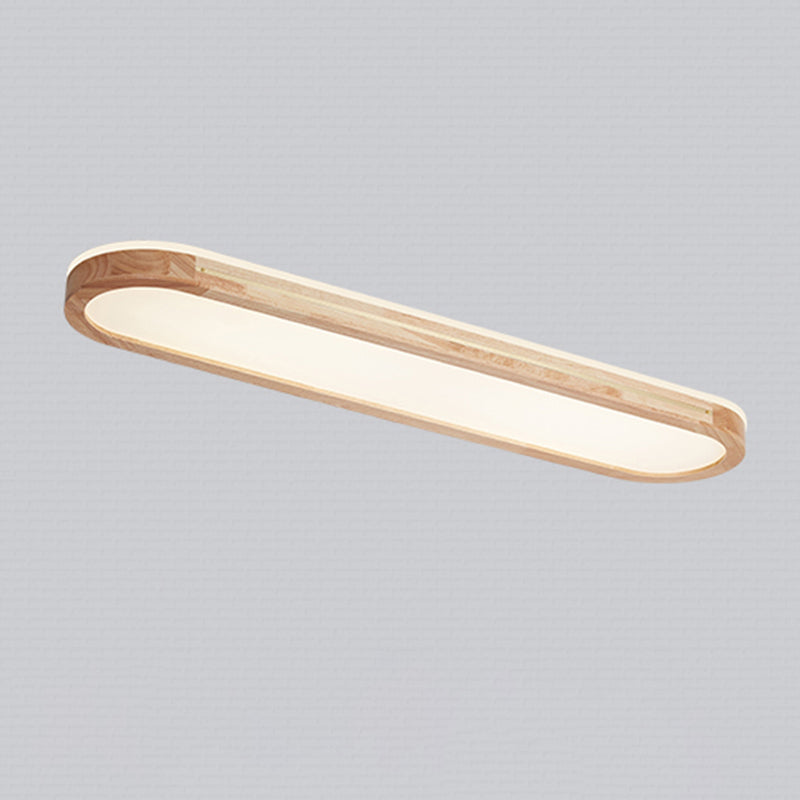 Houten langwerpige LED semi-inbouw plafondlamp in moderne creatieve stijl acryl plafondarmatuur voor garderobe