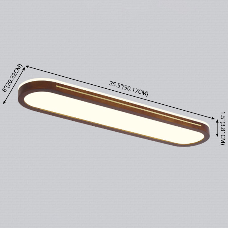 Houten langwerpige LED semi-inbouw plafondlamp in moderne creatieve stijl acryl plafondarmatuur voor garderobe