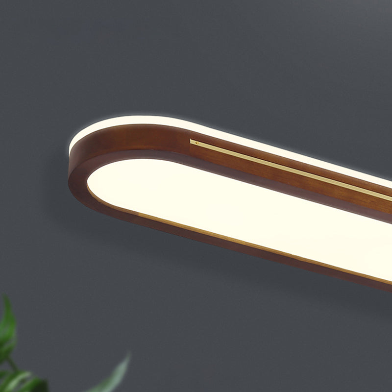 Houten langwerpige LED semi-inbouw plafondlamp in moderne creatieve stijl acryl plafondarmatuur voor garderobe