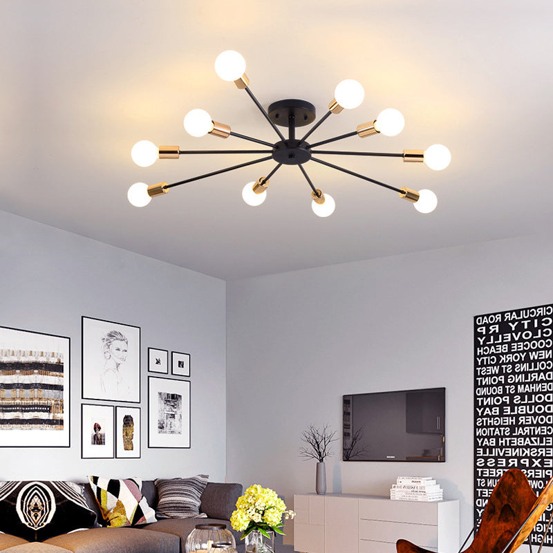 Wrought Iron Ceiling Light Modern Minimalist Home Dining Room Bedroom Study Aisle Creative Personality Industrial Style Lamps