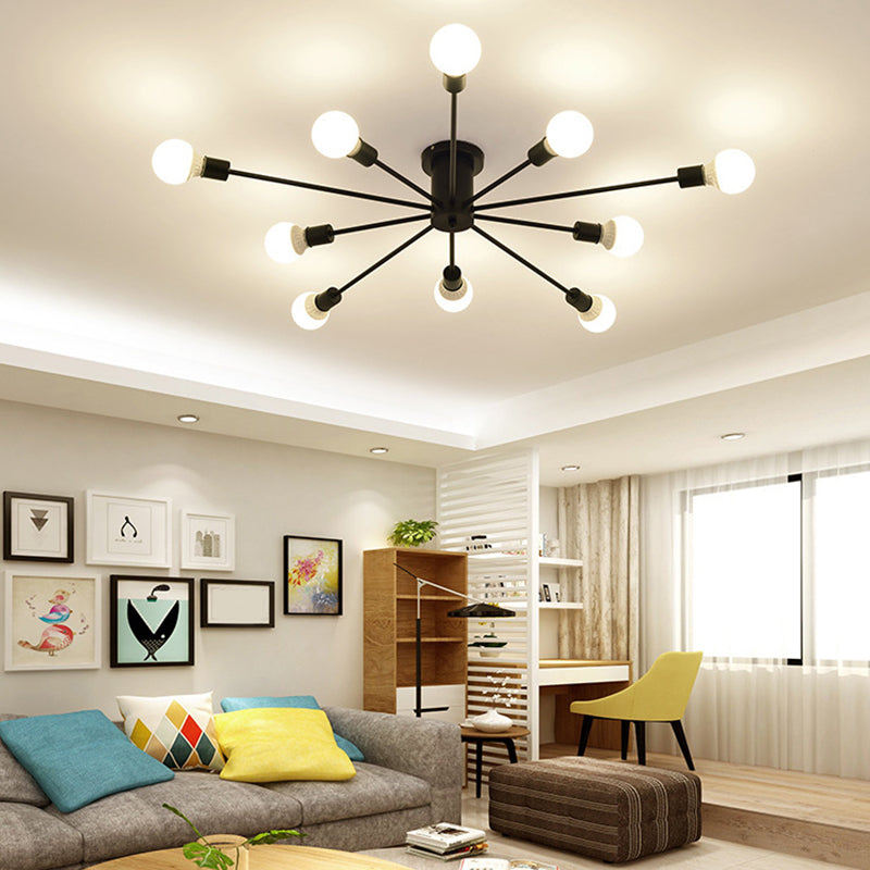 Sputnik Design Semi Flush Mount Lighting Minimalistic Metal Semi Flush Ceiling Light