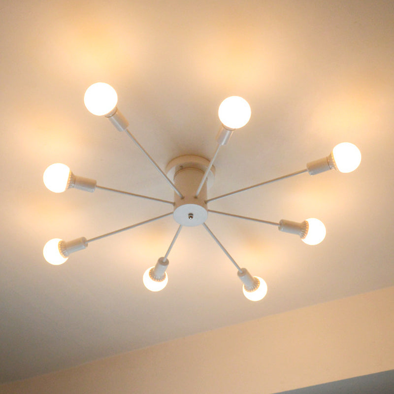 Sputnik Design Semi Flush Mount Lighting Minimalistic Metal Semi Flush Ceiling Light