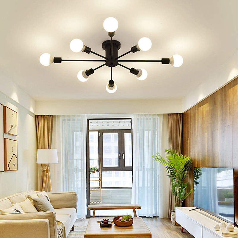 Sputnik Design Semi Flush Mount Lighting Minimalistic Metal Semi Flush Ceiling Light