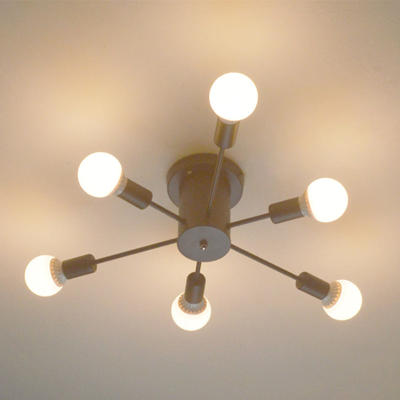Sputnik Design Semi Flush Mount Lighting Minimalistic Metal Semi Flush Ceiling Light