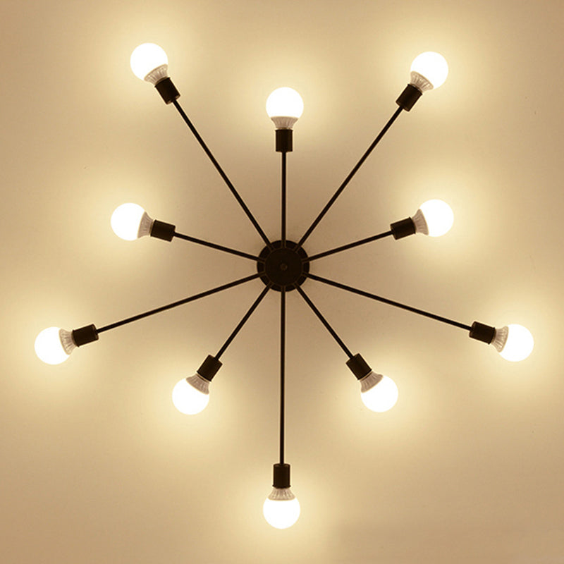 Sputnik Design Semi Flush Mount Lighting Minimalistic Metal Semi Flush Ceiling Light