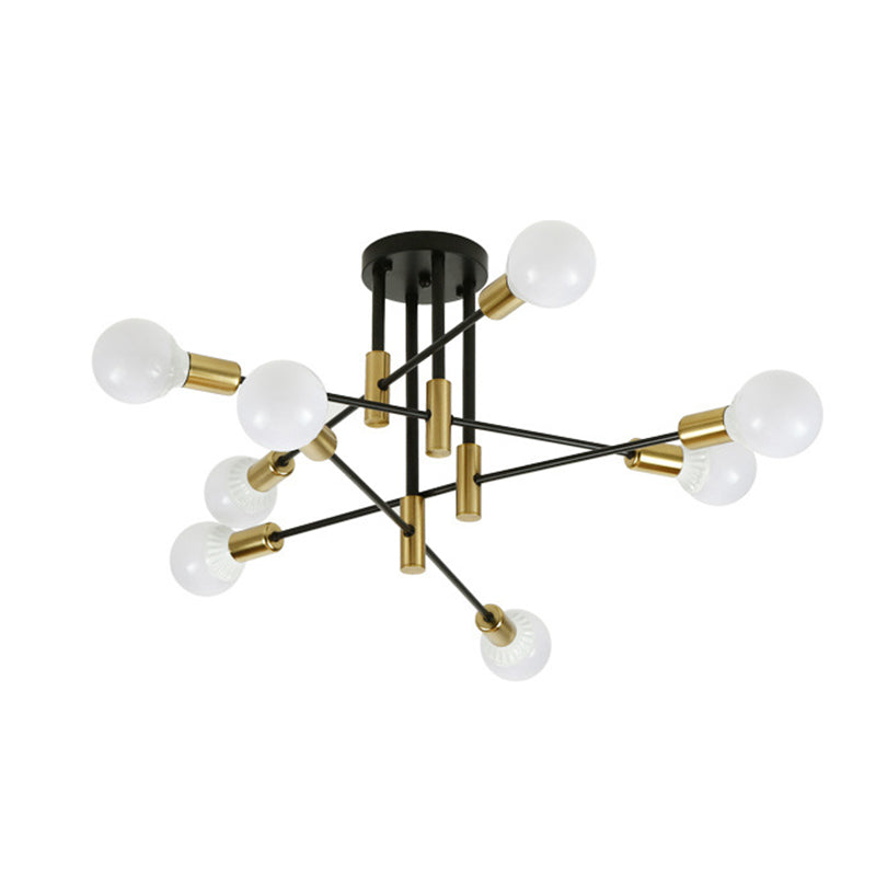 Estilo industrial lámpara de techo incorporada, rama negra, Sala de estar creativa, comedor, dormitorio, bombilla e27 ligera, lujosa y sencilla