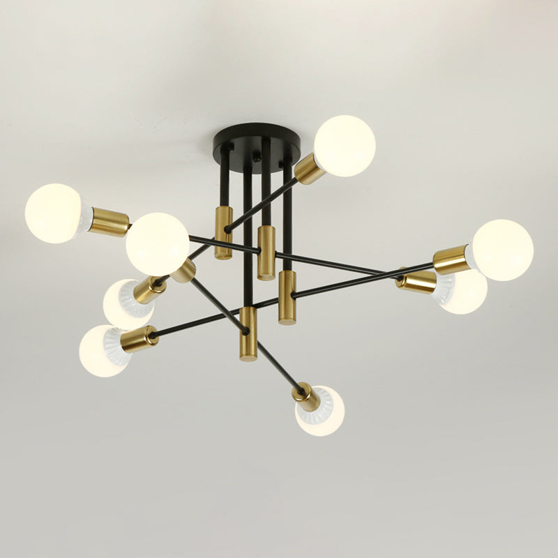 Estilo industrial lámpara de techo incorporada, rama negra, Sala de estar creativa, comedor, dormitorio, bombilla e27 ligera, lujosa y sencilla