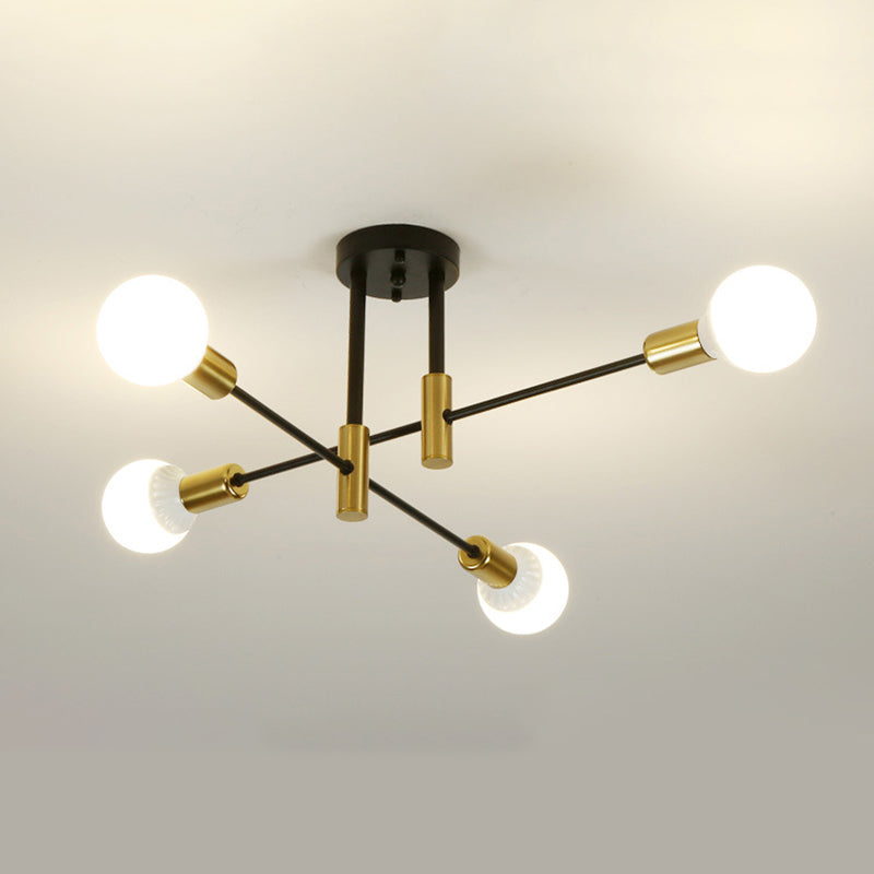 Estilo industrial lámpara de techo incorporada, rama negra, Sala de estar creativa, comedor, dormitorio, bombilla e27 ligera, lujosa y sencilla