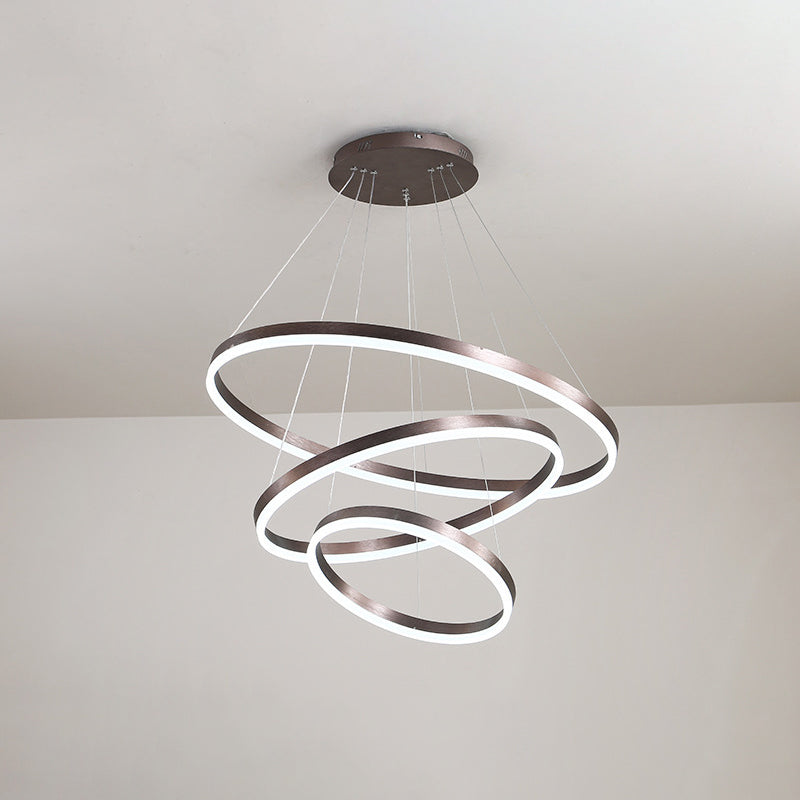 Wrought Iron Black LED Pendant Light in Modern Luxury Style Layered Circles Ceiling Light with Acrylic Shade