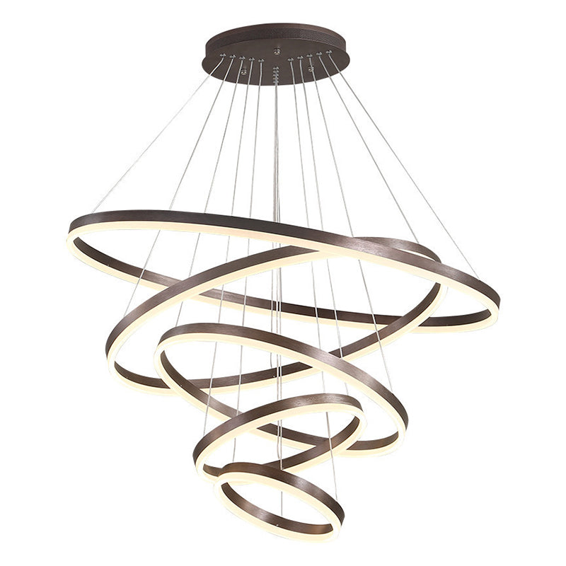 Wrought Iron Black LED Pendant Light in Modern Luxury Style Layered Circles Ceiling Light with Acrylic Shade