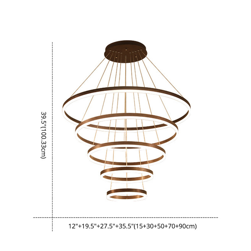 Wrought Iron Black LED Pendant Light in Modern Luxury Style Layered Circles Ceiling Light with Acrylic Shade