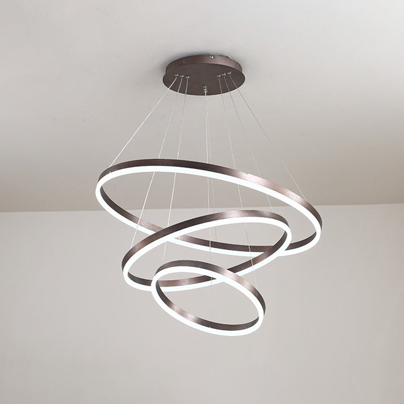 Wrought Iron Black LED Pendant Light in Modern Luxury Style Layered Circles Ceiling Light with Acrylic Shade