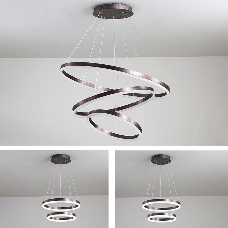 Wrought Iron Black LED Pendant Light in Modern Luxury Style Layered Circles Ceiling Light with Acrylic Shade
