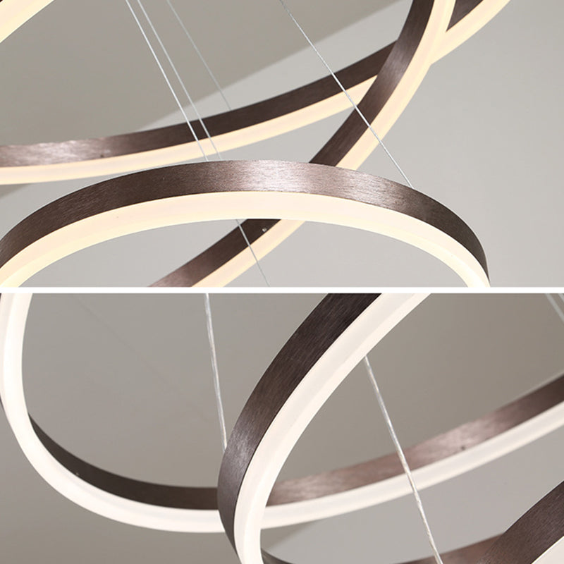 Wrought Iron Black LED Pendant Light in Modern Luxury Style Layered Circles Ceiling Light with Acrylic Shade