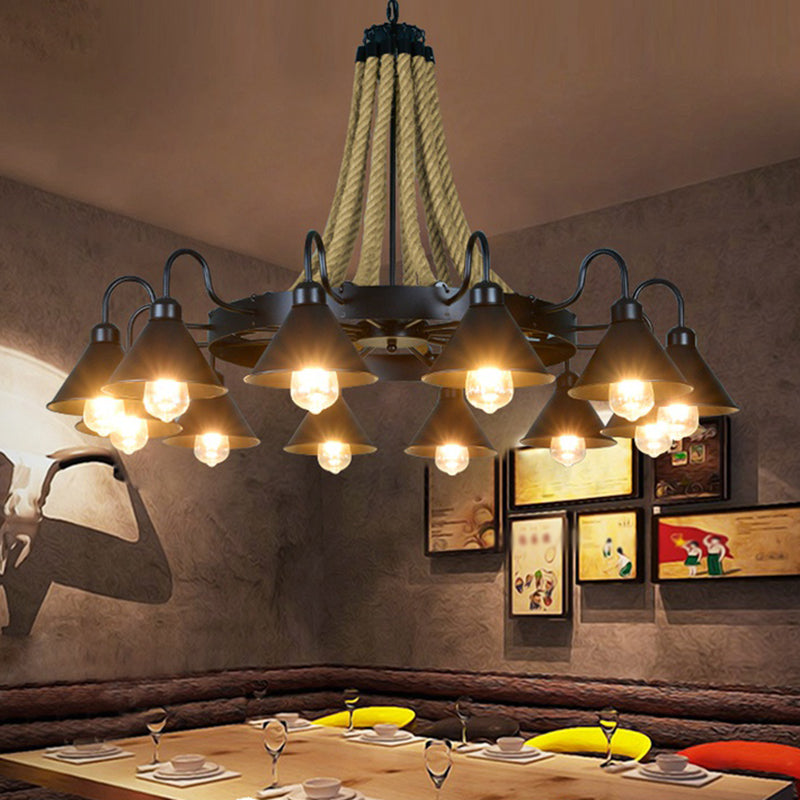 Black Cone lampadario a sospensione a sospensione Light Loft Rope Restaurant Lampone Aione l'illuminazione