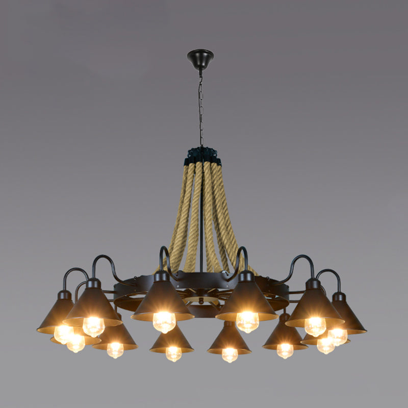 Black Cone lampadario a sospensione a sospensione Light Loft Rope Restaurant Lampone Aione l'illuminazione