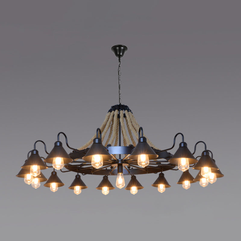 Black Cone lampadario a sospensione a sospensione Light Loft Rope Restaurant Lampone Aione l'illuminazione