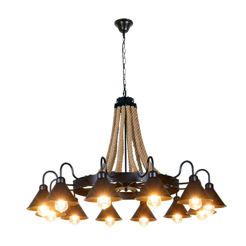 Black Cone lampadario a sospensione a sospensione Light Loft Rope Restaurant Lampone Aione l'illuminazione