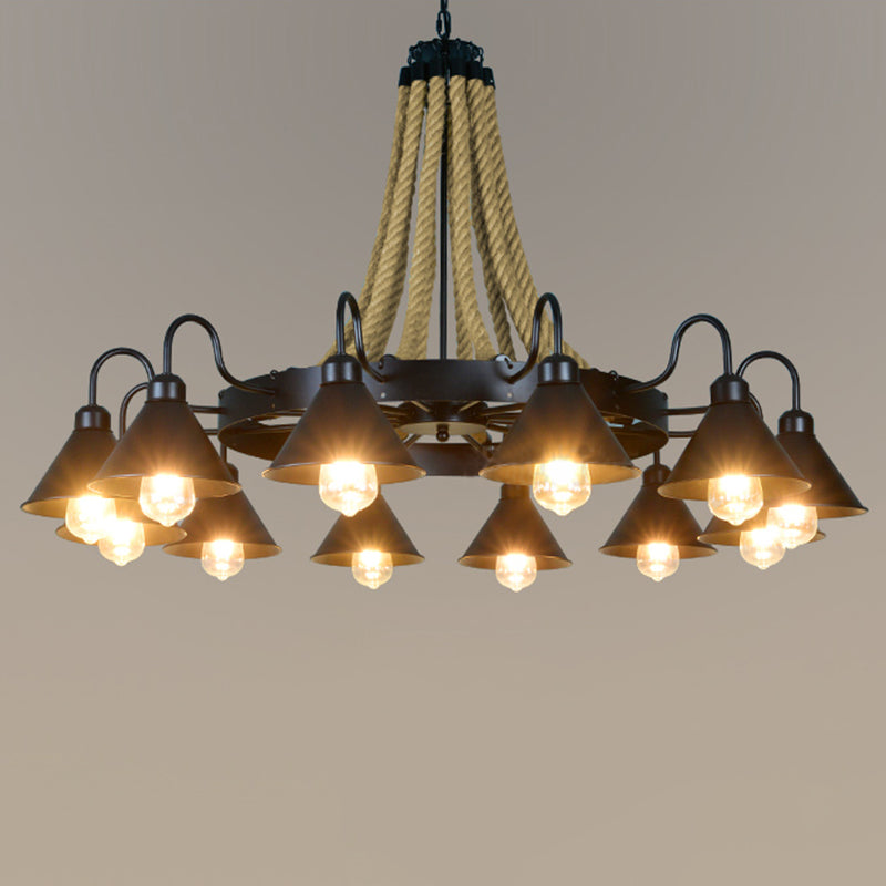 Black Cone lampadario a sospensione a sospensione Light Loft Rope Restaurant Lampone Aione l'illuminazione