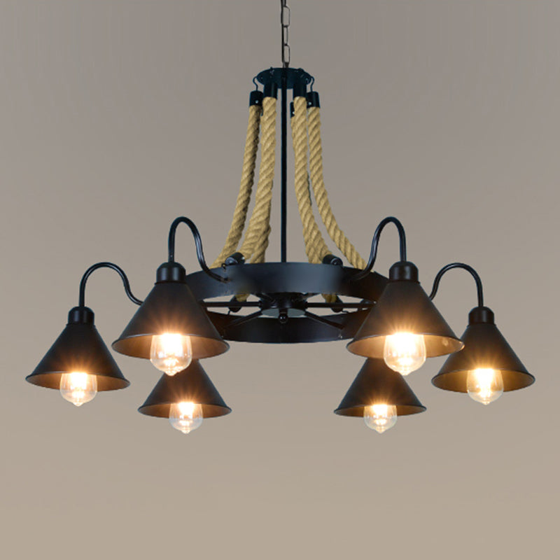 Black Cone lampadario a sospensione a sospensione Light Loft Rope Restaurant Lampone Aione l'illuminazione