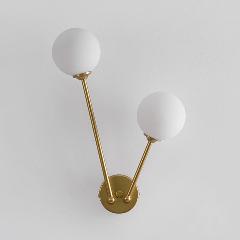 Modern Minimalist Style Double Globe Wall Lighting Fixtures 2 Lights Wall Sconces with Glass Shade
