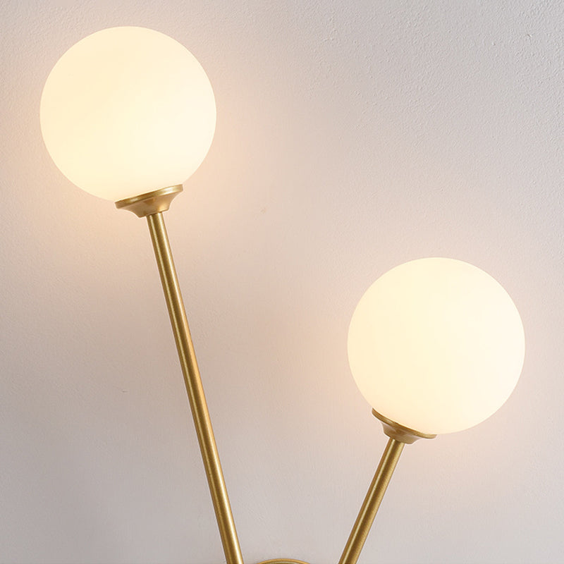 Modern Minimalist Style Double Globe Wall Lighting Fixtures 2 Lights Wall Sconces with Glass Shade