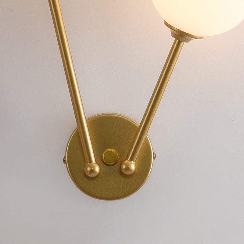 Modern Minimalist Style Double Globe Wall Lighting Fixtures 2 Lights Wall Sconces with Glass Shade