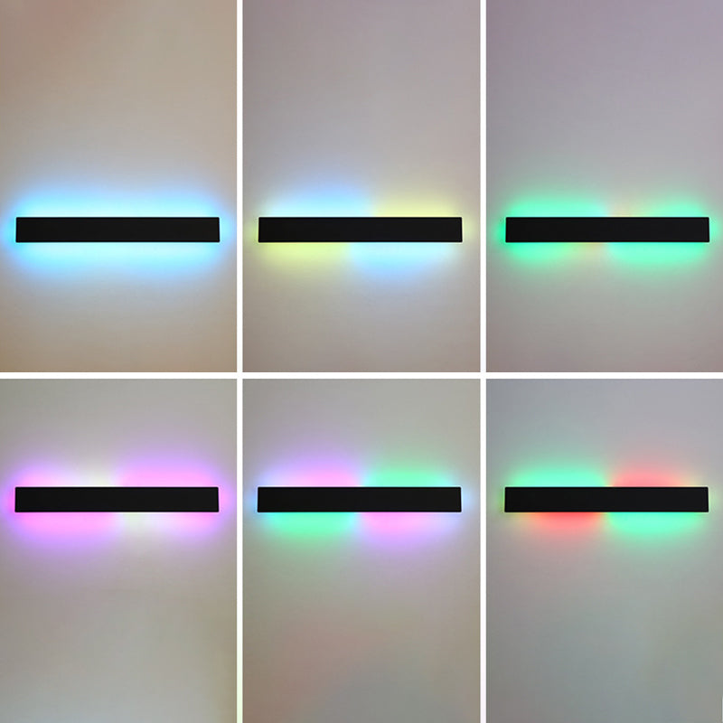 Black Rectangular Metal RGB Wall Lamp Modern Style Ambiance Decorative LED Wall Sconce for Bedroom Living Room