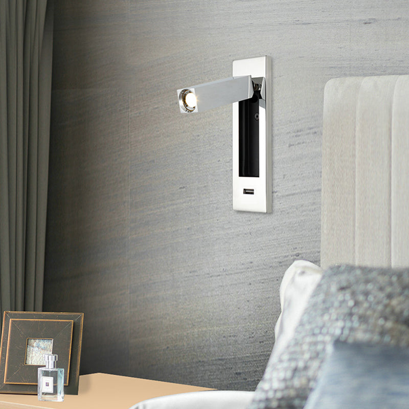 Schlafzimmer Flush-Mount LED Wandleuchter moderner Nachtleuchten mit rechteckig verstellbarem Scheinwerfer