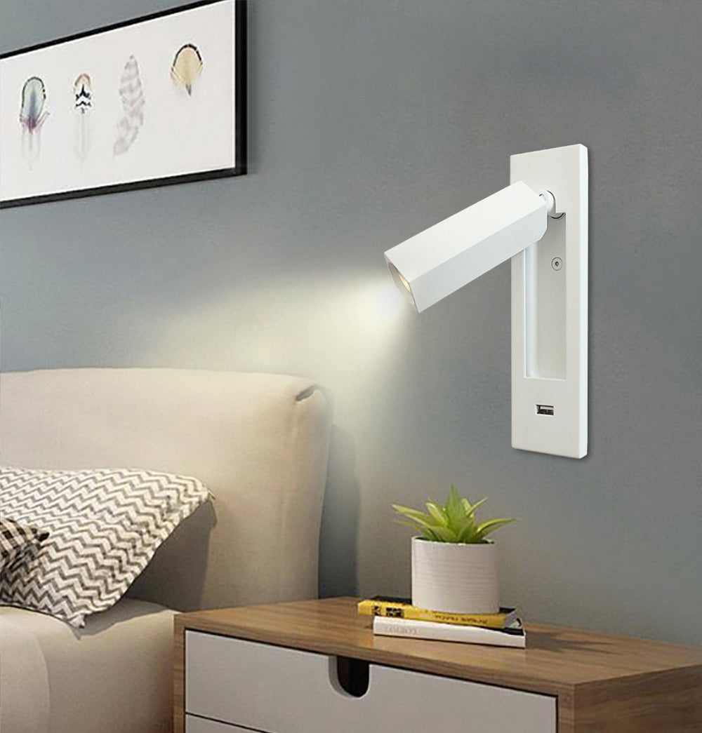 Schlafzimmer Flush-Mount LED Wandleuchter moderner Nachtleuchten mit rechteckig verstellbarem Scheinwerfer