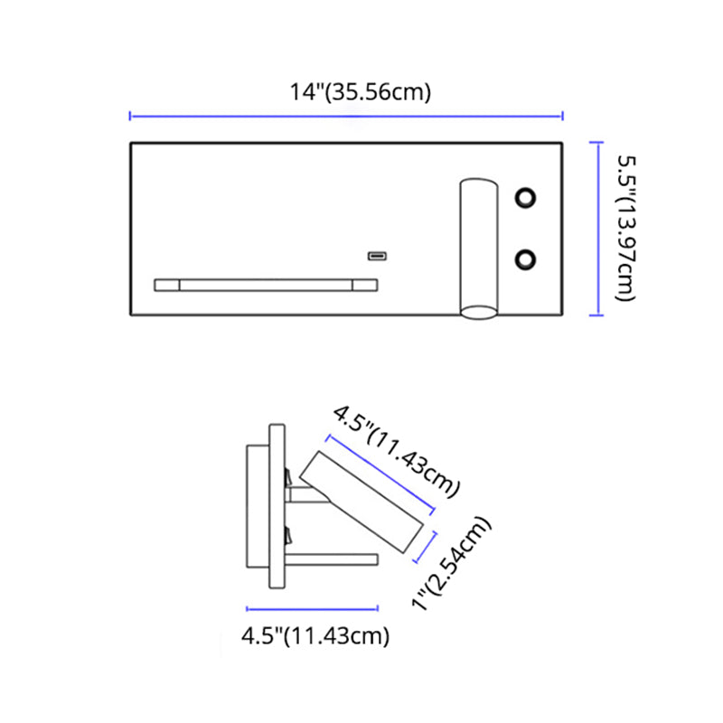 Hedendaagse eenvoud LED -leeslamp draadloos oplaadplankontwerp Bedmuurlicht met onafhankelijke schakelaar