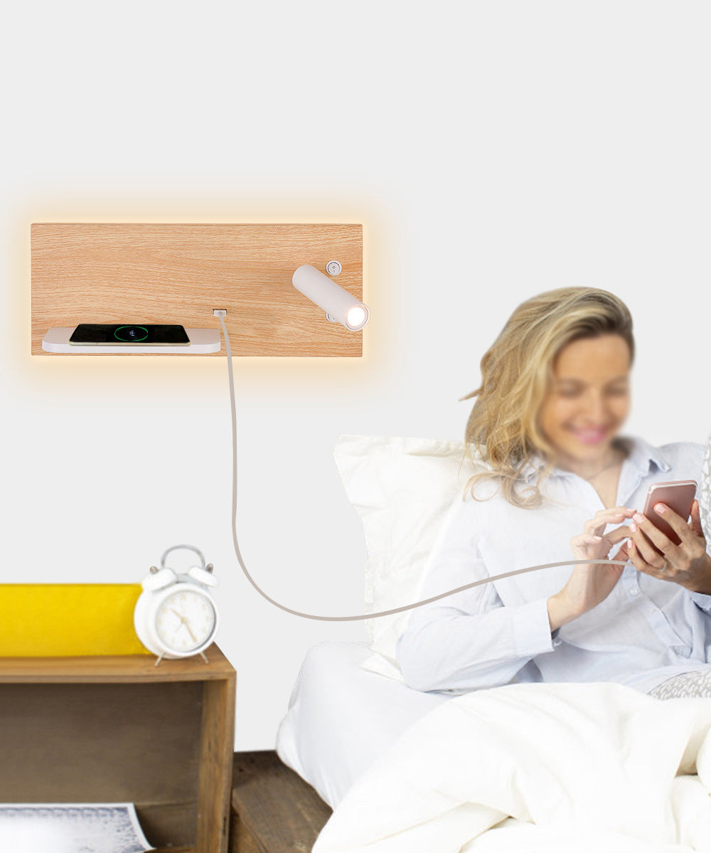 Hedendaagse eenvoud LED -leeslamp draadloos oplaadplankontwerp Bedmuurlicht met onafhankelijke schakelaar