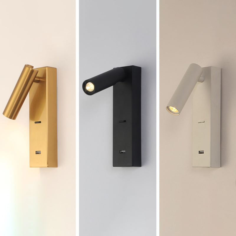 7.8 Inch Height Nordic Style LED Wall Lamp USB Port Design Aluminum Simplicity Bedside Reading Lamp with Switch