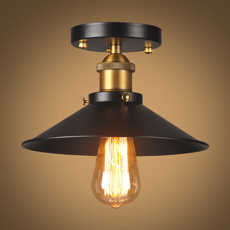 American Country Flush Mount Ceiling Light Retro Industrial Style Creative Bedroom Corridor Study Balcony Aisle Entrance Iron Lamps
