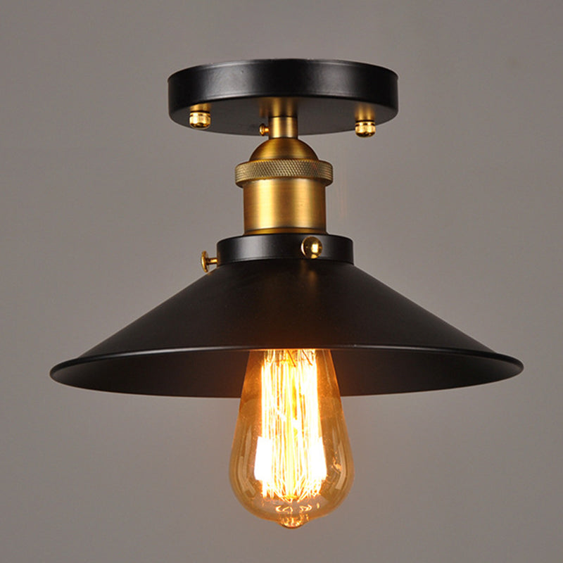 American Country Flush Mount Ceiling Light Retro Industrial Style Creative Bedroom Corridor Study Balcony Aisle Entrance Iron Lamps