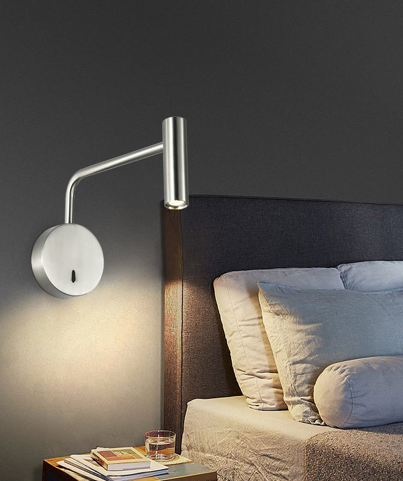 Nordische Einfachheit LED -Nachtlampe Zylindrisch Spotlight Designwinkel Verstellbarer Lampen für Schlafzimmer